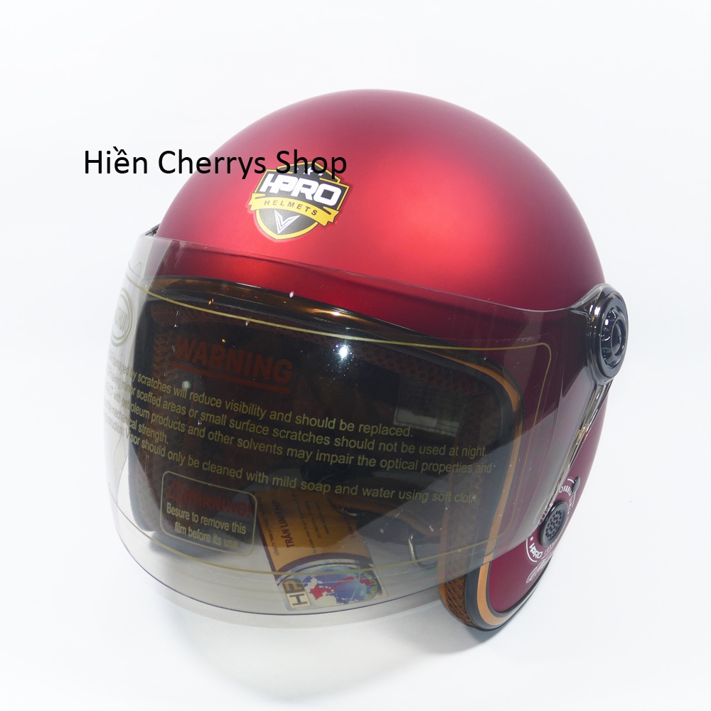 Mũ Bảo Hiểm 3/4 Có Kính Viền Đồng, Mũ bảo hiểm xe mô tô trùm đầu có kính chắn bụi bảo vệ tốt mặt và đầu khi va chạm