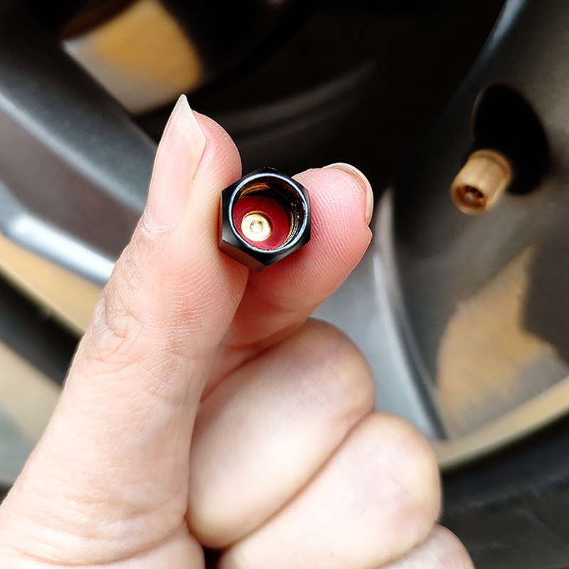 Set 4 Nắp Van Bánh Xe Hơi Bằng Hợp Kim Màu Bạc / Đen