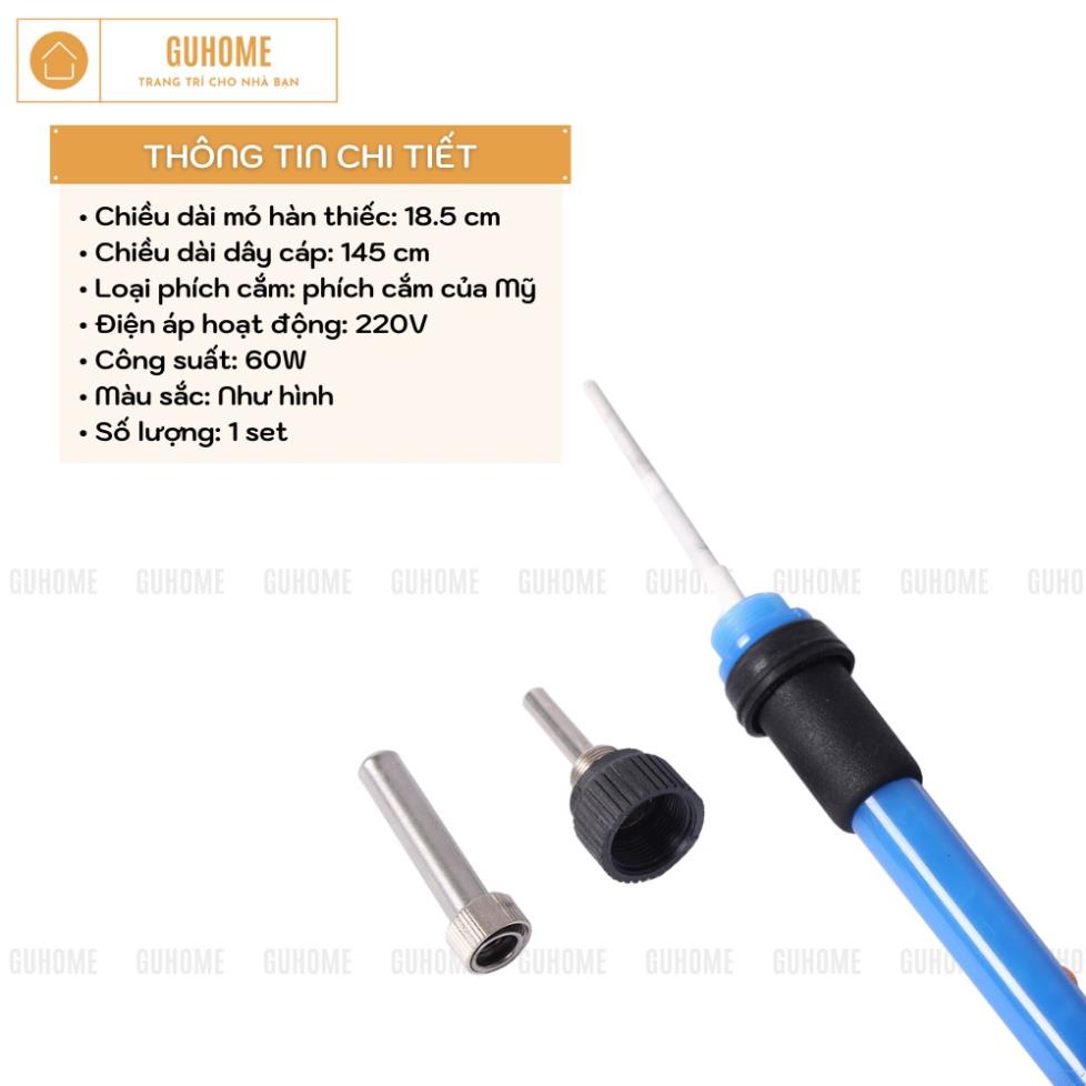 Mỏ Hàn Thiếc 220V 60W có điều chỉnh nhiệt độ kèm nhựa thông, cuộn thiếc, mũi thay thế