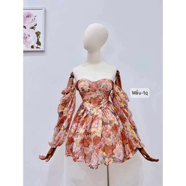 Váy tơ hoa cup ngực hở lưng