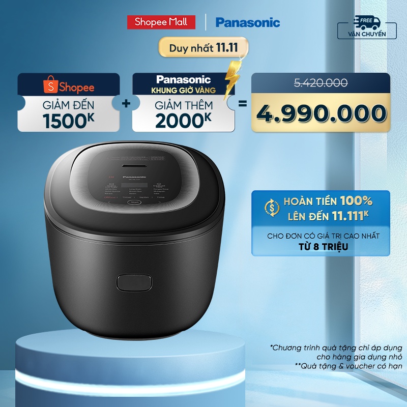 Nồi cơm điện tử cao tần Panasonic SR-HL151KRA 1.5 lít - Giảm 25% lượng đường trong gạo - Bảo hành chính hãng