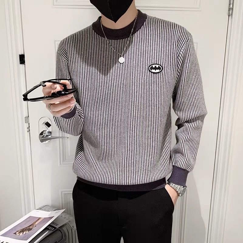 Áo Thun Nam Dài Tay Cổ Tròn Sọc Ngang Thời Trang
