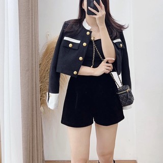 Áo dạ 2lớp crotop pha tay cổ tàu