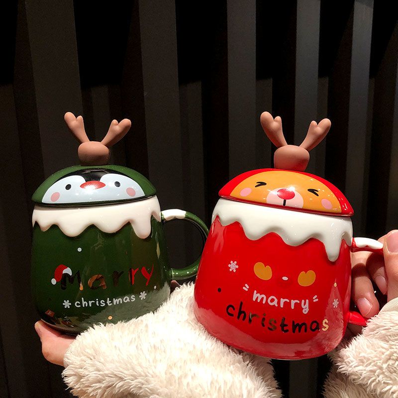 Cốc Sứ Uống Cà Phê In Hình Ông Già Noel Hoạt Hình