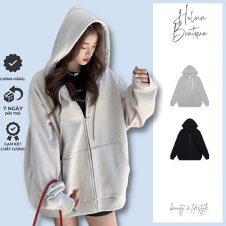 Áo khoác hoodie trơn nỉ có khóa , áo khoác nỉ có mũ phong cách unisex, basic kiểu dáng hàn quốc