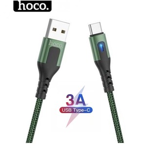 Cáp sạc hoco du08 chân type-c đèn led sạc nhanh 3a dây dù chống đứt dài 1m