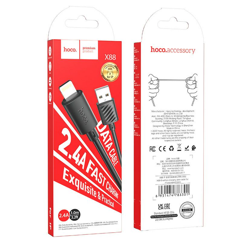 (lighting) hoco x88 cáp sạc nhanh 2.4A