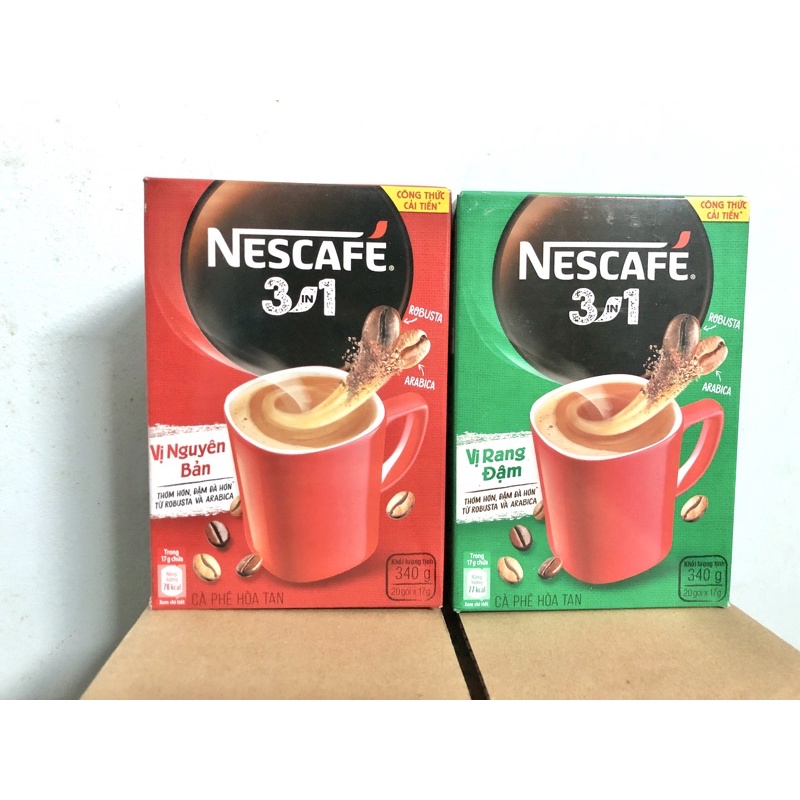 Cà phê hoà tan Nescafe 3 in 1 hộp 20 gói x 17g vị nguyên bản (mẫu mới)