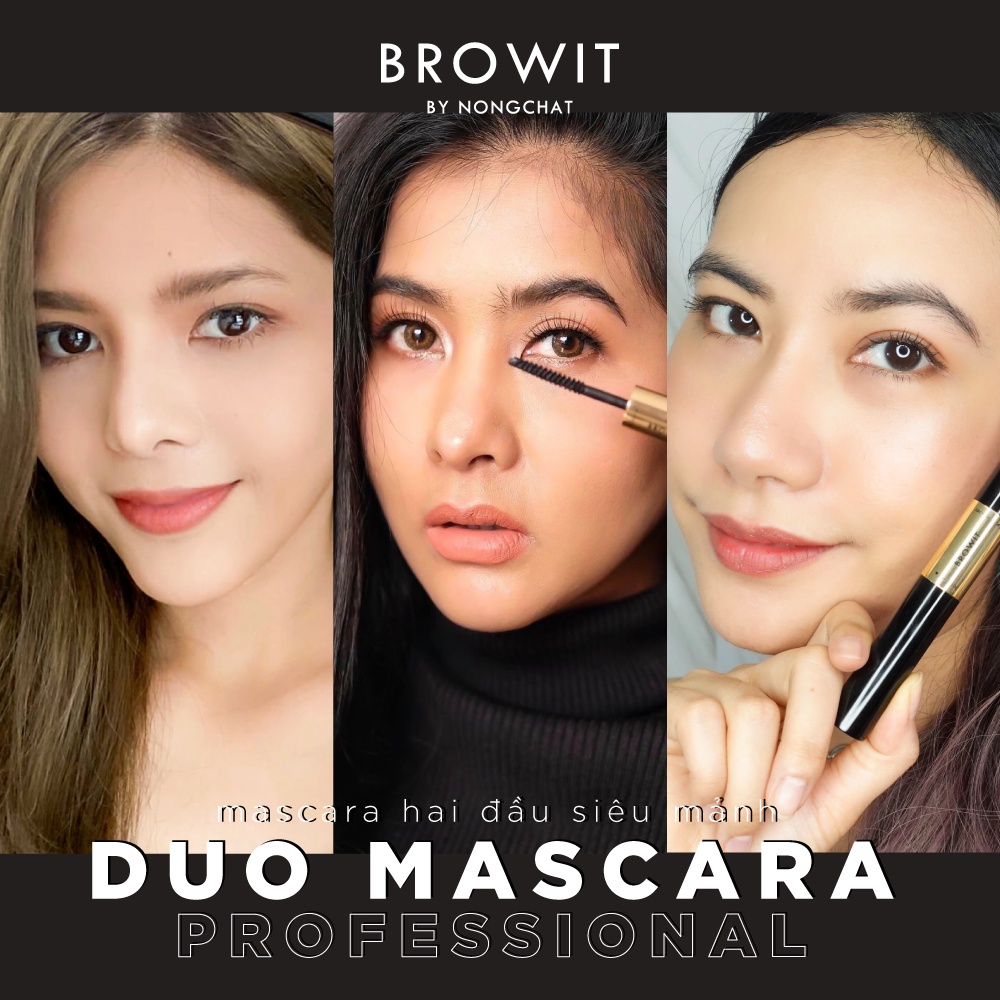 Mascara 2 Đầu Browit Chống nước, chống mồ hôi Dài và Tơi mi Professional Duo Mascara 4 + 4g SEXY BLACK