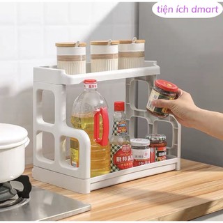 kệ đựng gia vị 2 tầng cao cấp, kệ gia vị nhựa chắc chắn đựng nhiều đồ