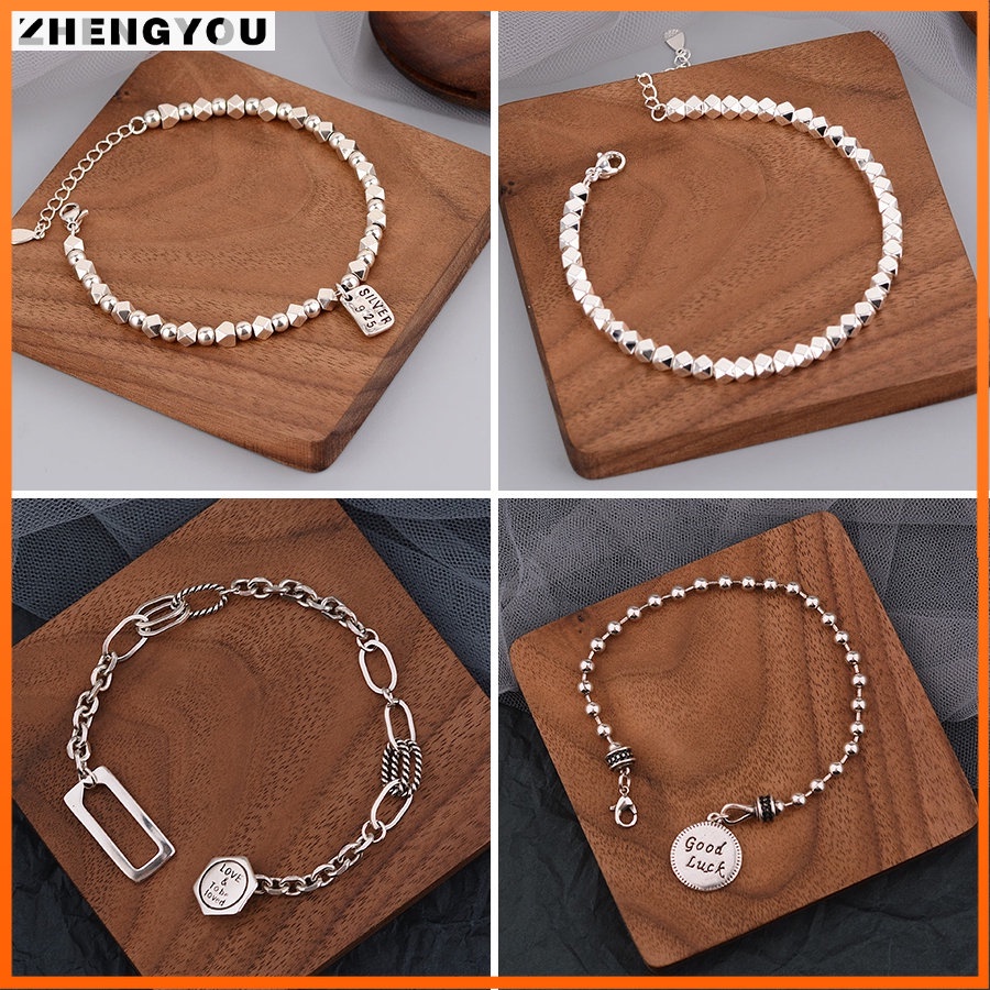 Vòng tay mạ bạc 925 đính đá thời trang cho nam và nữ