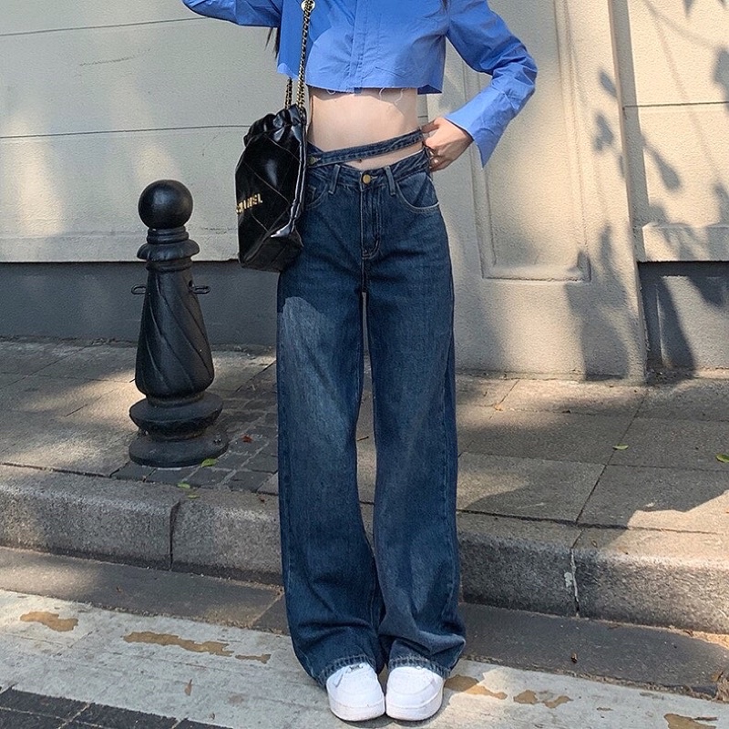 Ryann quần baggy jean cách điệu có dây qua eo Q004