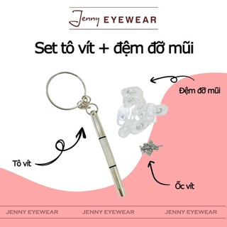 Set 5 cặp đệm đỡ mũi và ốc vặn kính tặng kèm tô vít tiện lợi - Kính mắt Jenny