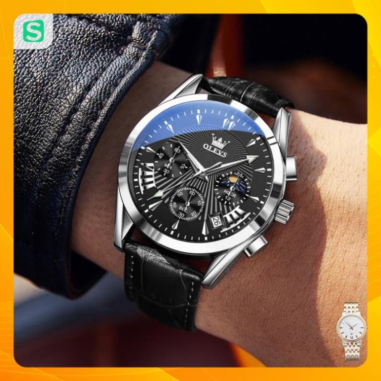 Đồng hồ nam chính hãng OLEVS 2876 dây da bò  Chống thấm nước sâu  hiệu ứng phát sáng