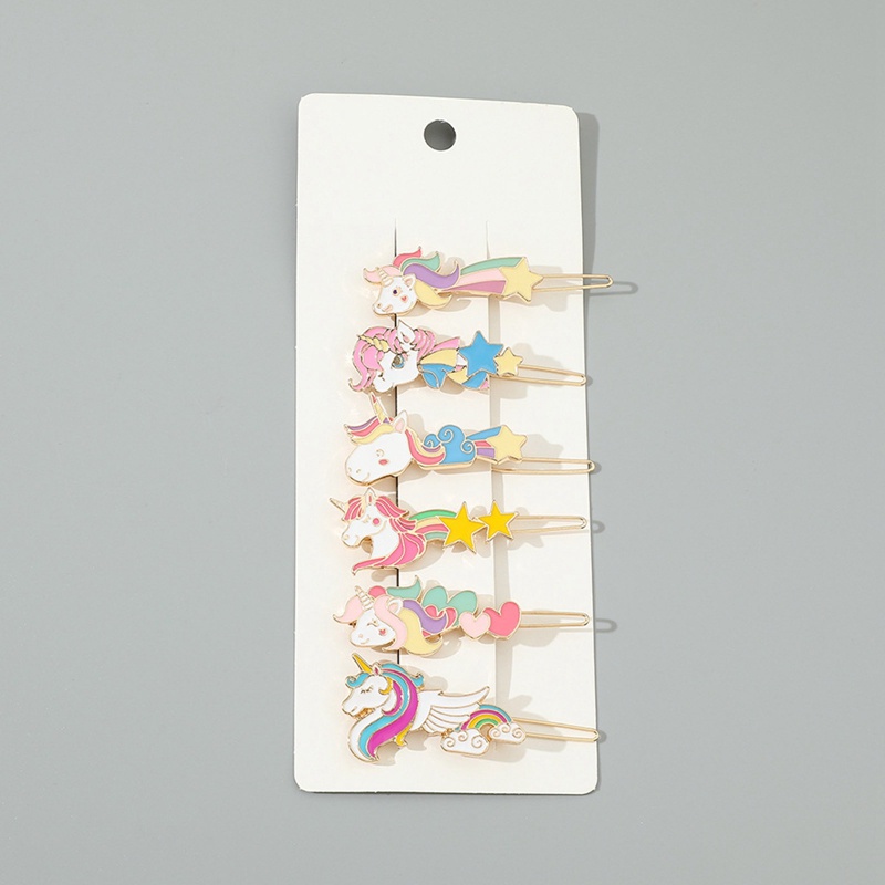 Kẹp Tóc Hình Kỳ Lân Màu Hồng Chống Trượt Cho Bé Gái