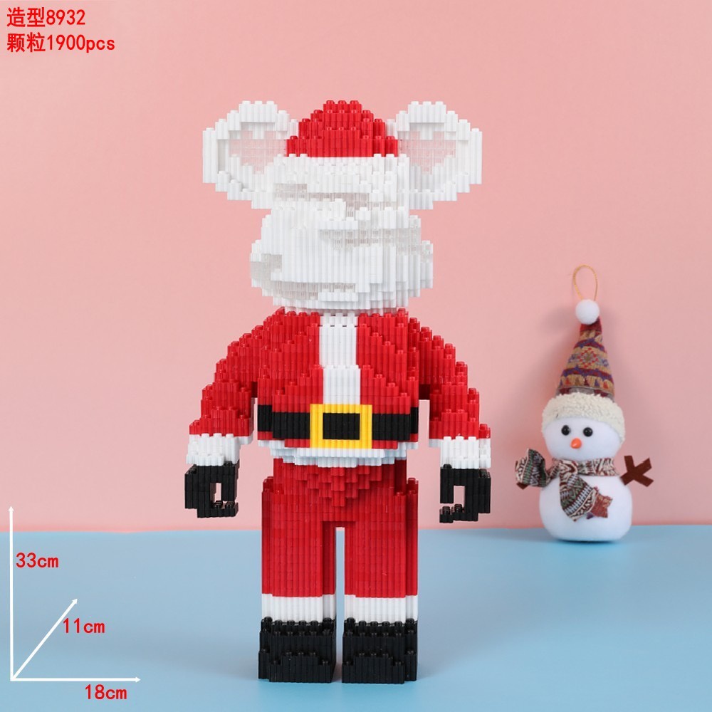 Le.go Bearbrick ông già noel giáng sinh cỡ lớn 33cm   xếp hình Đồ chơi lắp ráp mô hình bear brick nano 3D