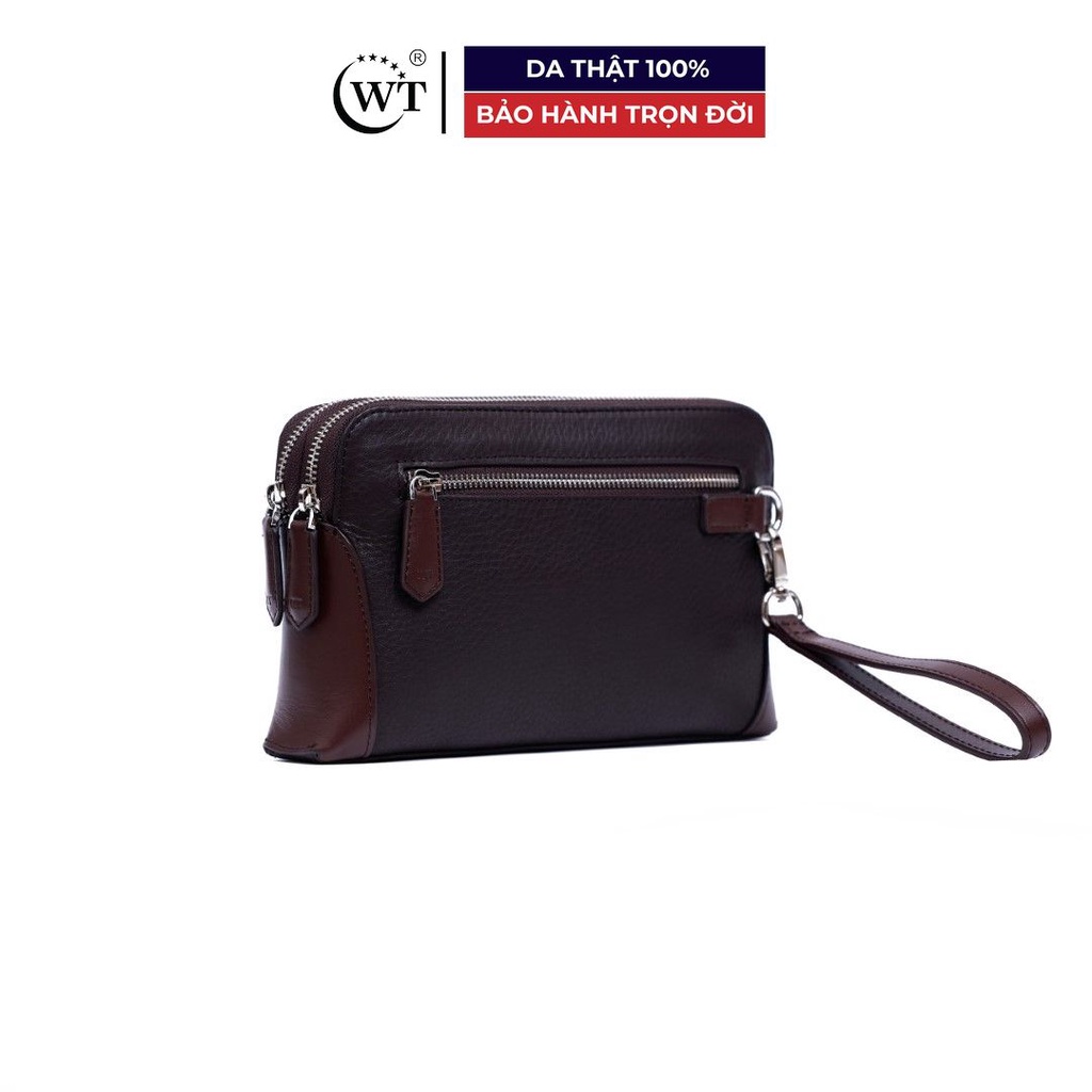 Ví Cầm Tay Nam Clutch Có Quai Cầm Da Bò Cao Cấp Màu Đen PAD - WT Leather