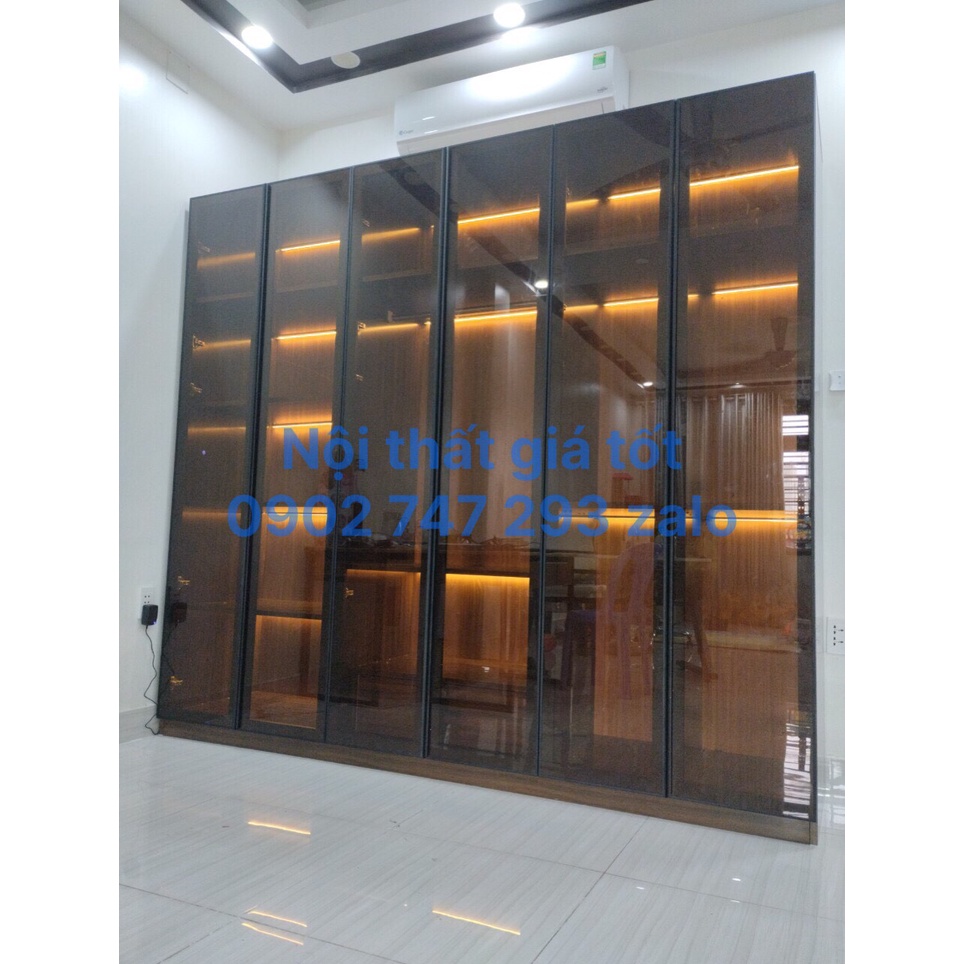 tủ áo quần phong cách hiện đại-khung nhựa cao cấp ECOPLATS cánh nhôm kính cường lực màu gỗ