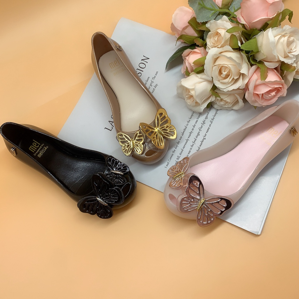 Melissa Giày Búp Bê Nhựa PVC Đính Nơ Dễ Thương Cho Nữ 17-22cm