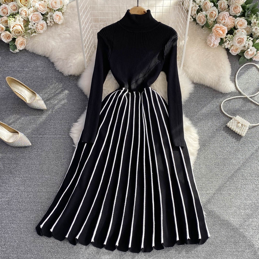 [Hàng order] Đầm len dáng xòe chất liệu dày dặn