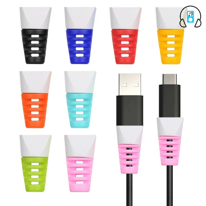 Kẹp Bảo Vệ Dây Cáp Sạc USB Bằng Silicon Mềm Nhiều Màu Sắc Ốp
