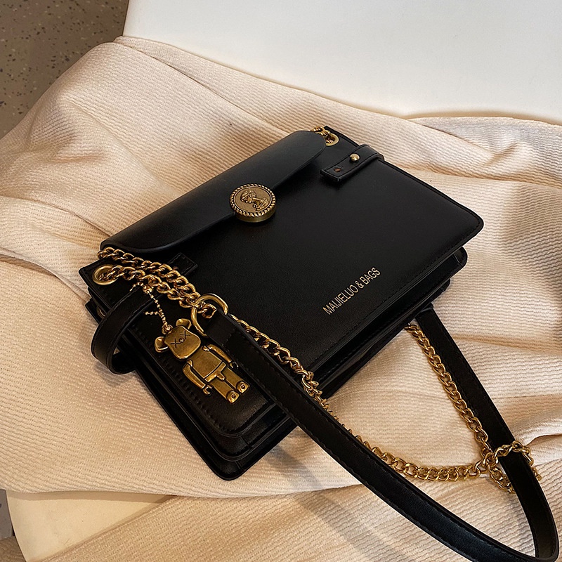 Túi Đeo Chéo Dáng Vuông Nhỏ Phối Dây Đeo Sợi Xích Thời Trang Cao Cấp Cho Nữ