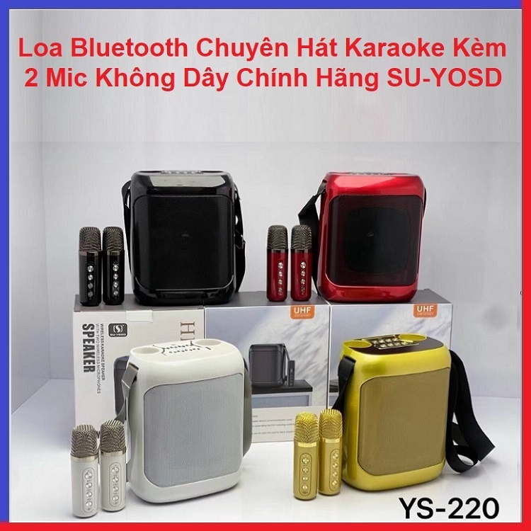 Loa Mini Bluetooth, Kèm 2 Micro Không Dây, Hát Karaoke, Chính Hãng SU-YOSD YS-220, Chỉnh Echo Vang - Reverb - Auto Tune