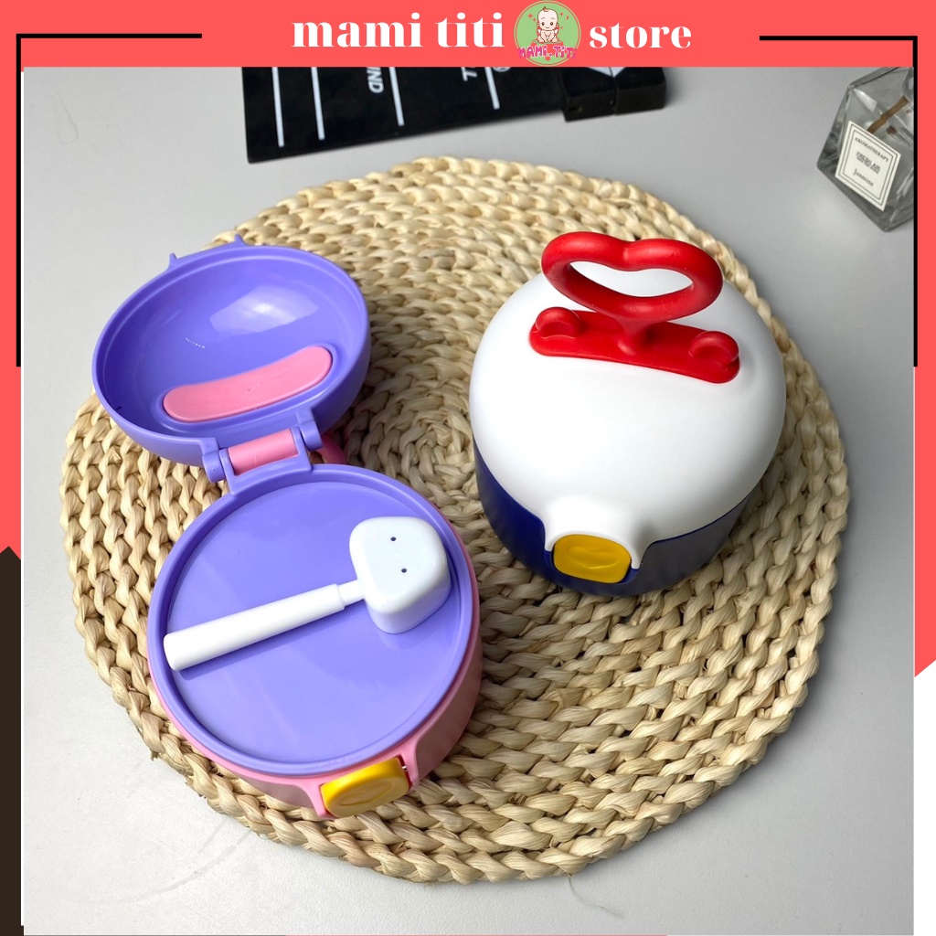 Hộp đựng bột chia sữa cho bé, hộp đựng bột quai trái tim chất liệu nhựa  an toàn cho bé