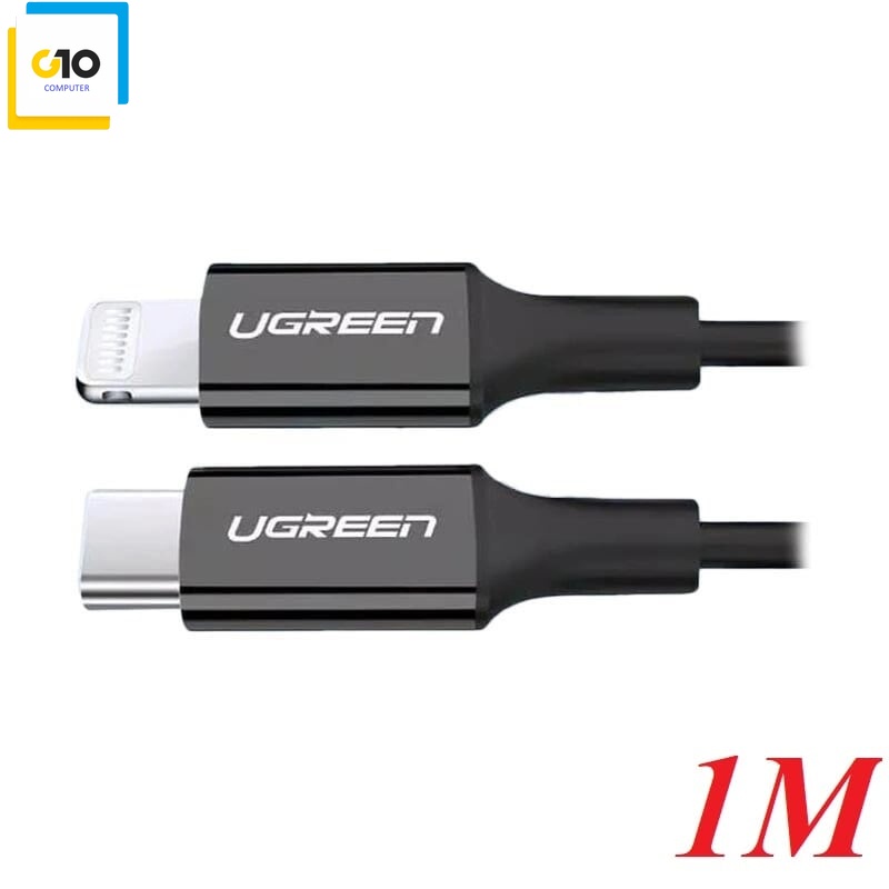 Cáp sạc, dữ liệu USB Type-C to Lightning dài 1M chuẩn MFI Apple, sạc nhanh 3A Ugreen 60751 (Đen)