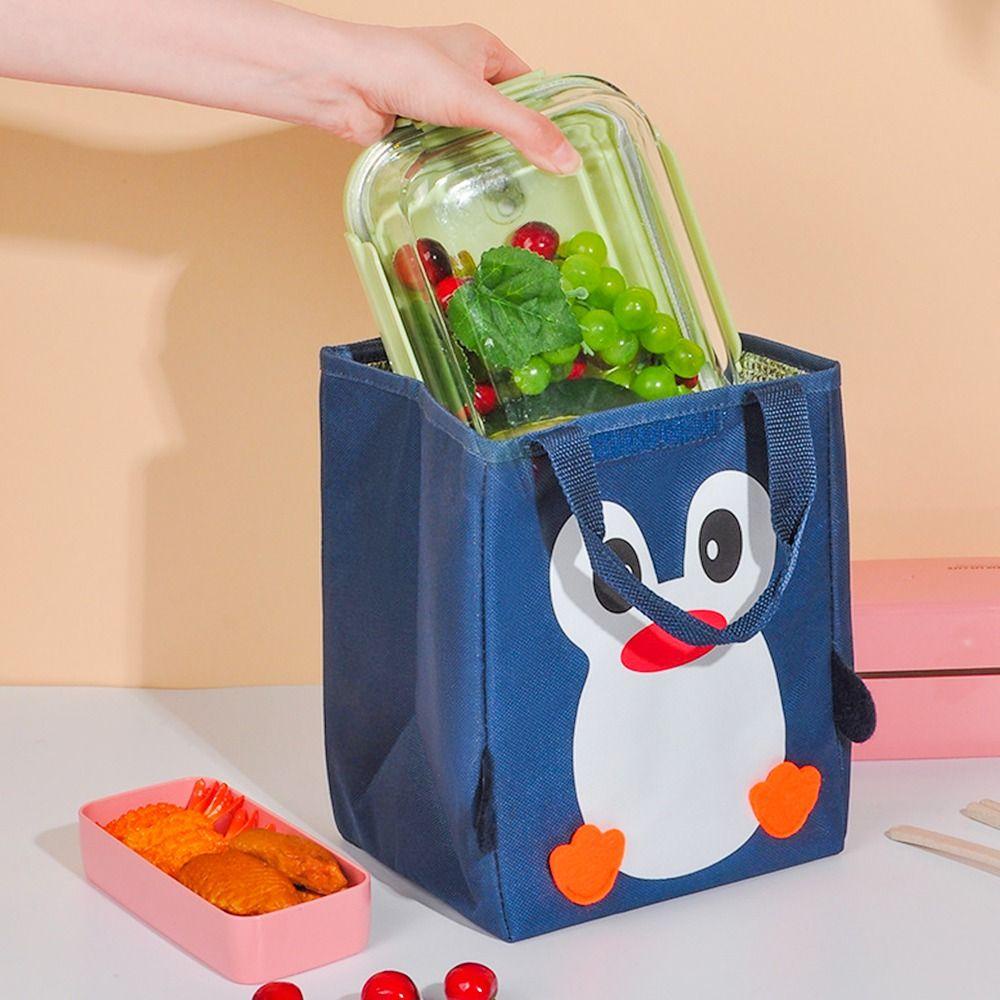 Túi Giữ Nhiệt Đựng Hộp Cơm Trưa Hình Tam Giác Họa Tiết Chim Cánh Cụt Dễ Thương
