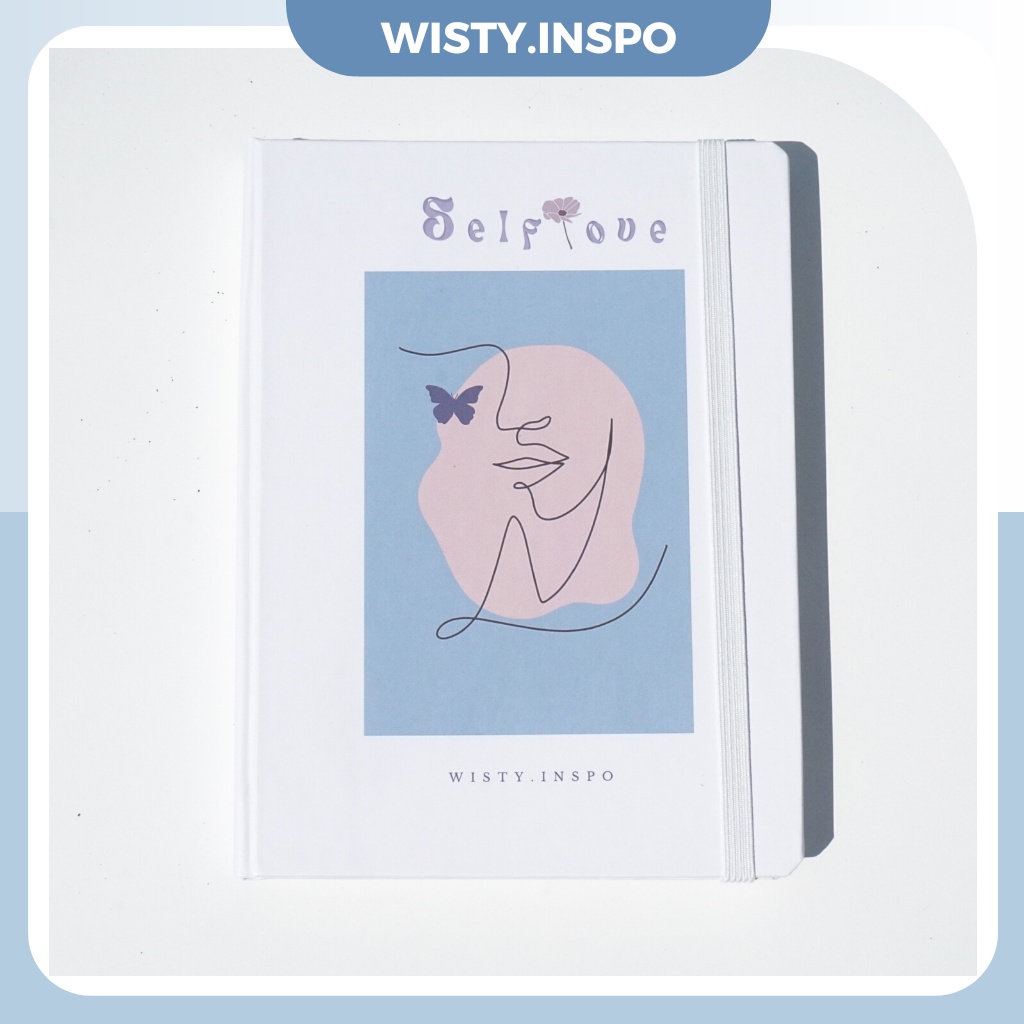 Sổ A5 bìa cứng họa tiết Self love nghệ thuật 100gsm ruột kẻ ngang-chấm-trắng