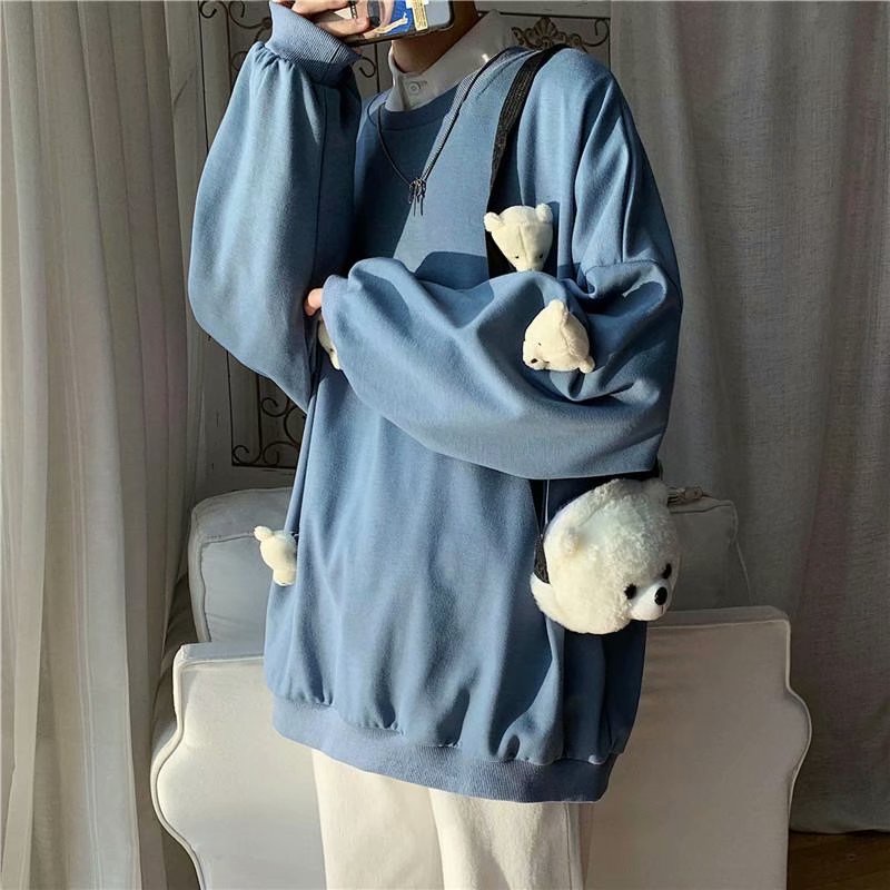 Áo Sweater Cổ Tròn Phủ Lông Màu Trơn Thời Trang Mùa Thu Trẻ Trung Cho Nam 2022 M-5XL