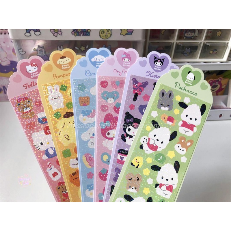 Sanrio Nhãn Dán Trang Trí Nhật Ký Màu Laser Họa Tiết Kuromi Melody Dễ Thương