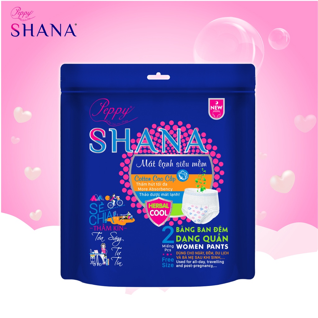 [Quà tặng 0D] Băng vệ sinh quần chống tràn tối đa ban ngày ban đêm Freesize Shana giá rẻ (2 miếng/gói)