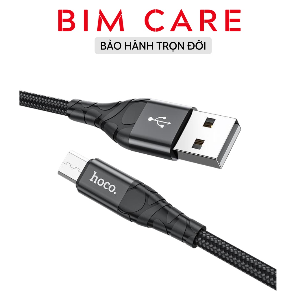 Dây Sạc Hoco chính hãng DU02 dây dù chống đứt chống rối, cáp Sạc Nhanh 3A Dài 2M bảo hành 12 Tháng Bimcare