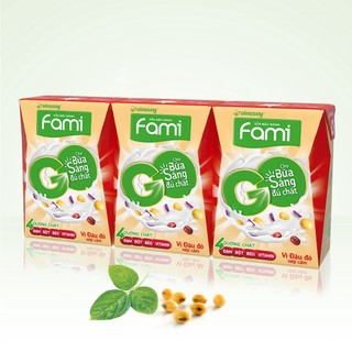 [Quà tặng không bán] Lốc sữa đậu nành Fami Go Đậu đỏ (lốc 3 hộp x 200ml)