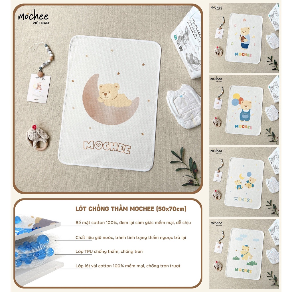 Miếng Lót Chống Thấm Cho Bé MONONA Bề Mặt Organic Siêu Mềm Mịn Vô Cùng Thoáng Khí, Tấm Lót Chống Thấm Thay Bỉm MOCHEE