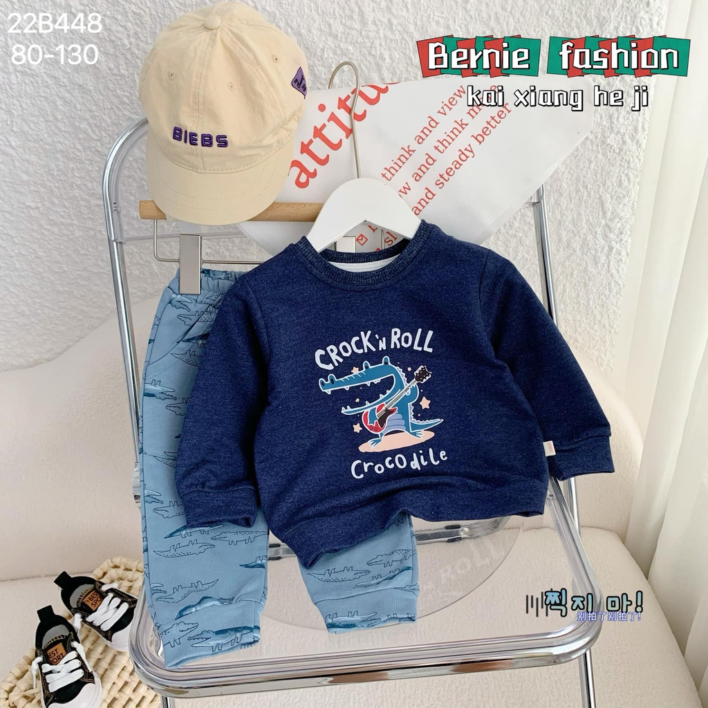 Bộ da cá dài tay Bernie họa tiết cá sấu cho bé trai