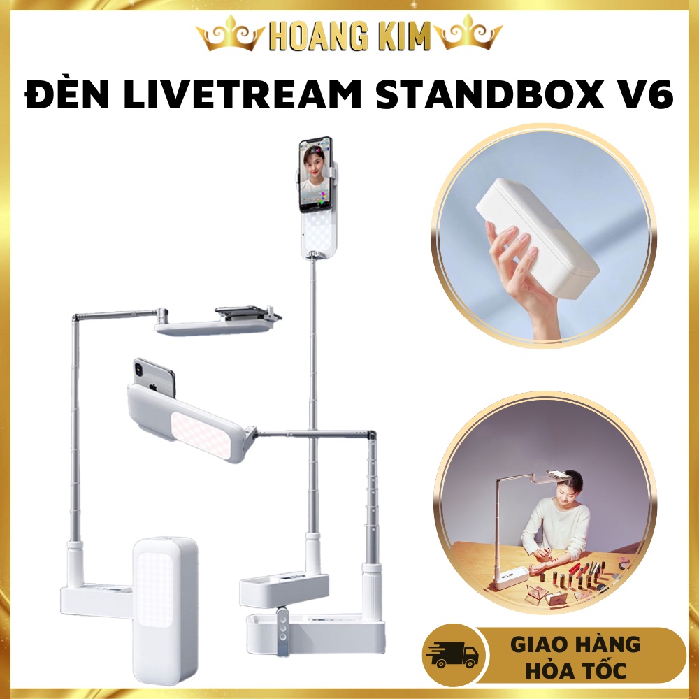 Đèn Livestream Standbox V6 - Đèn Selfie Gấp Gọn Đa Năng Xoay 360 Độ - Điều Khiển Chụp Ảnh Từ Xa