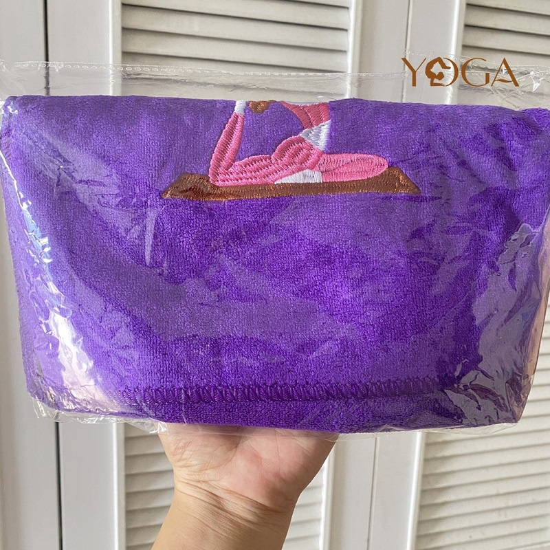 Khăn lau mồ hôi tập Yoga , kích thước 110cm x 25cm khăn thêu vải cotton cao cấp pha nhung mềm mại thấm hút mồ hôi