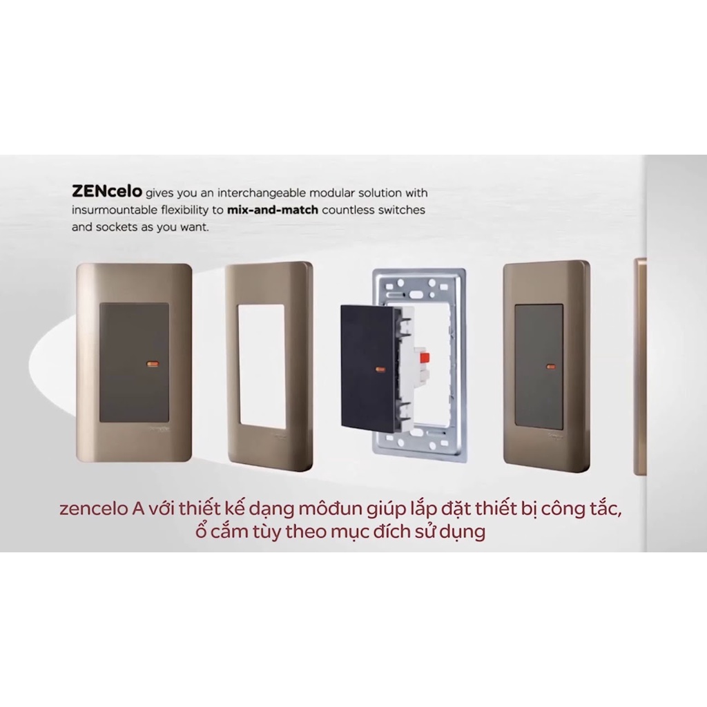 Công tắc Schneider dòng ZenCelo A màu Nâu Đồng và Trắng.