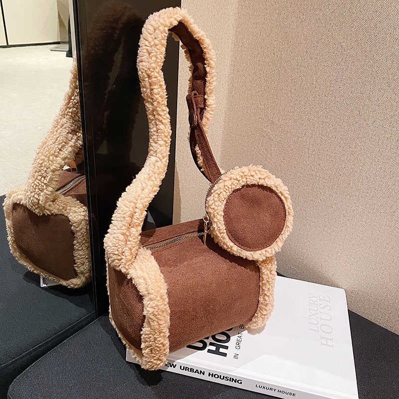 Túi Đeo Vai Phủ Lông Phong Cách Đường Phố Pháp Thời Trang Cho Nữ