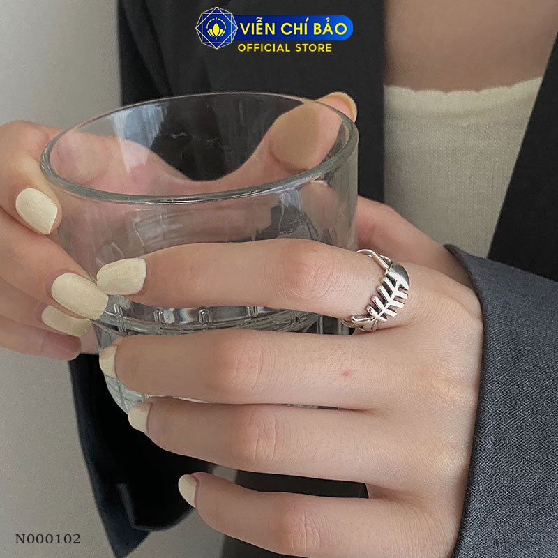 Nhẫn xương cá chất liệu bạc Thái 925 thời trang phụ kiện trang sức nữ Viễn Chí Bảo N000102