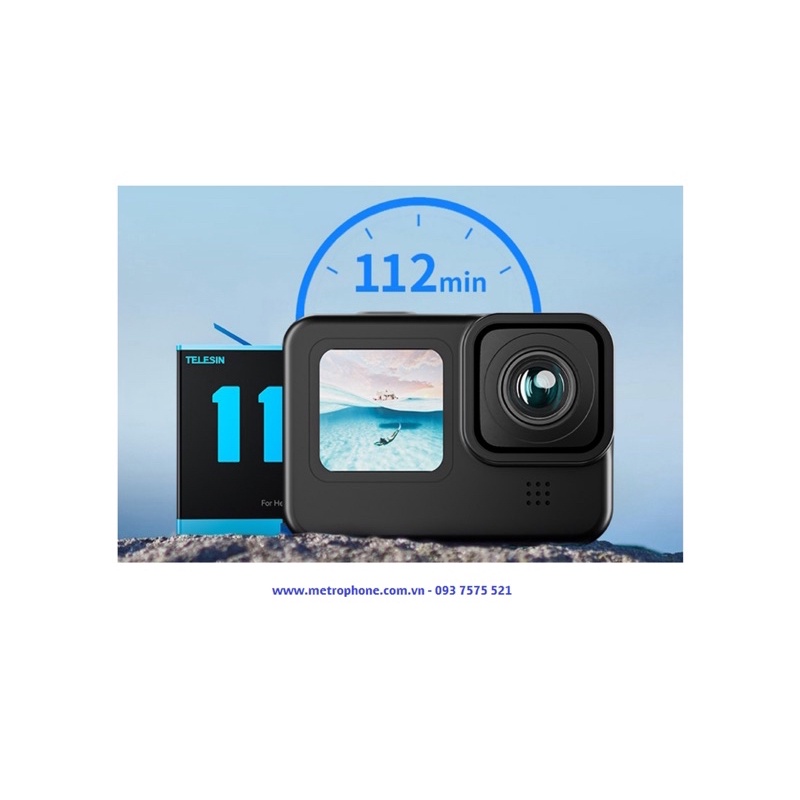 Sạc và pin gopro 9 / gopro 10 / gopro 11 telesin chính hãng metrophone