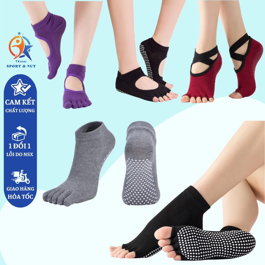 Tất vớ tập Yoga ballet pilates silicon chống trơn trượt vớ tập thấm mồ hôi mềm mại đa dạng mẫu