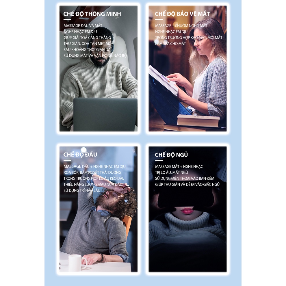 Máy Massage Mắt Thông Minh BUMAS BE01, không che tầm nhìn, kết nối Bluetooth, phát giọng nói tiếng Việt