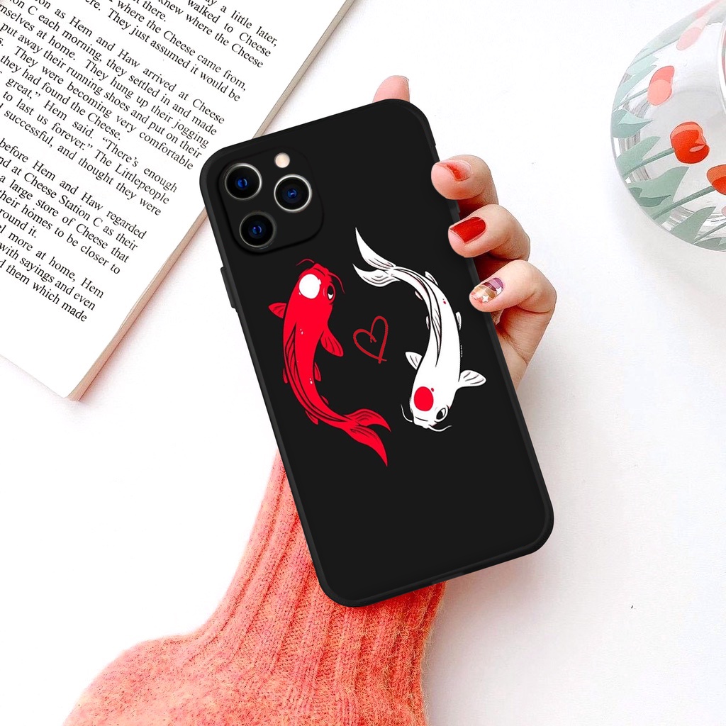 Ốp iphone cạnh vuông BVC Cá chép âm dương siêu đẹp cho 6/6splus/7/7plus/8/8plus/x/xr/xs/11/12/13/14/pro/max/plus/