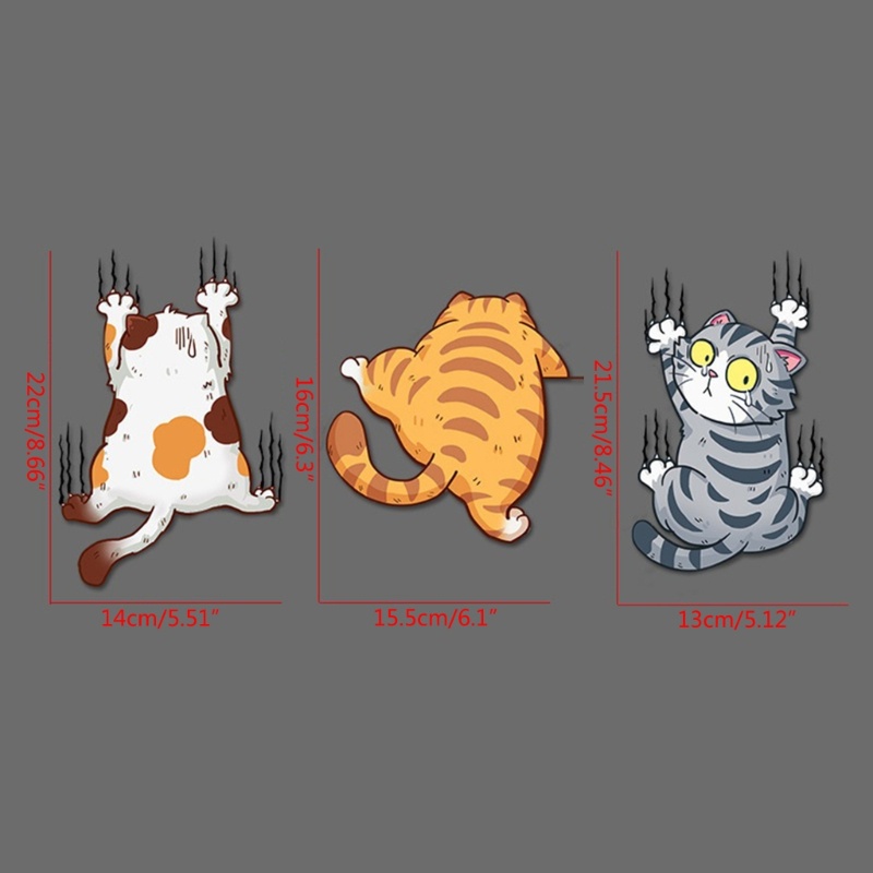 Miếng Dán Trang Trí Xe Hơi Chống Trầy Xước Hình Ba Chú Mèo Dễ Thương