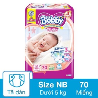 Tã dán Bobby size NB 70 miếng cho bé sơ sinh
