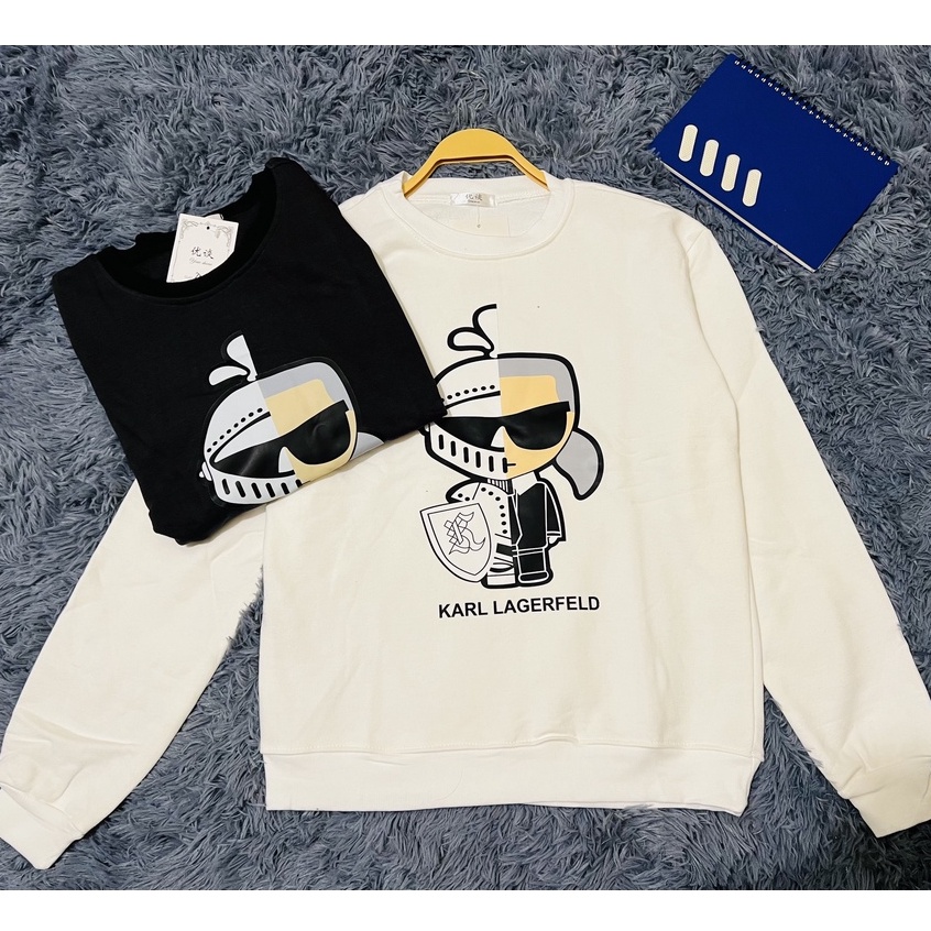 Áo Nỉ Sweater Tay Dài In Logo Karl Lagerfeld Thời Trang Cao Cấp - Chất Liệu Da Cá